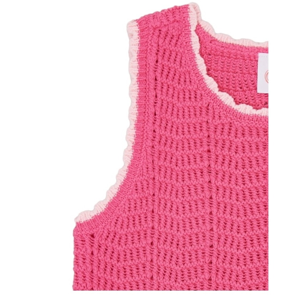Wonder Nation Girls Pink Cheer Crochet Knit Sweater Tank Top XL 14-16 NEW - Picture 4 of 10